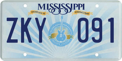 MS license plate ZKY091