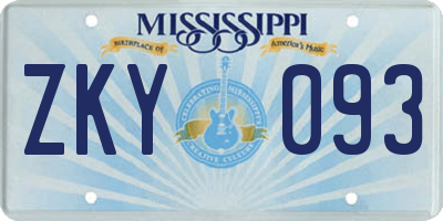 MS license plate ZKY093