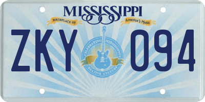 MS license plate ZKY094