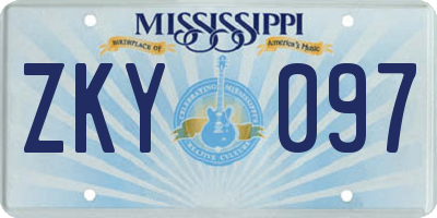 MS license plate ZKY097