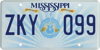 MS license plate ZKY099