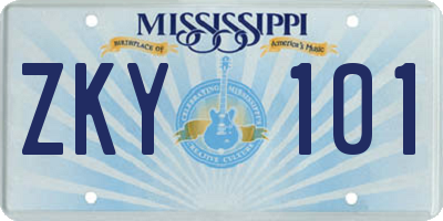 MS license plate ZKY101