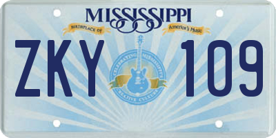 MS license plate ZKY109