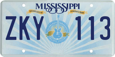 MS license plate ZKY113