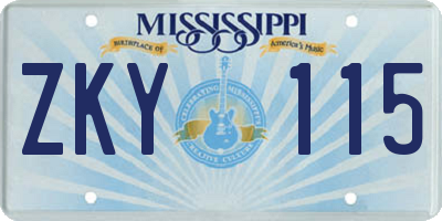 MS license plate ZKY115
