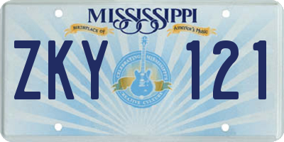 MS license plate ZKY121