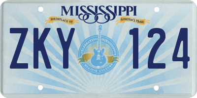 MS license plate ZKY124