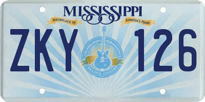 MS license plate ZKY126