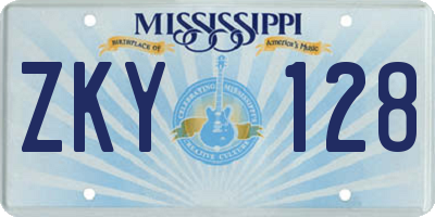 MS license plate ZKY128