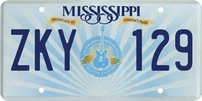 MS license plate ZKY129