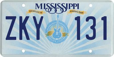 MS license plate ZKY131