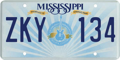 MS license plate ZKY134