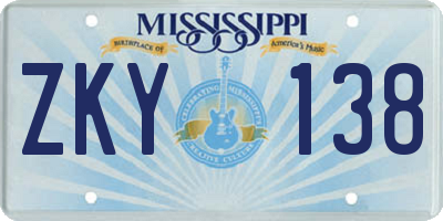 MS license plate ZKY138