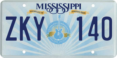 MS license plate ZKY140