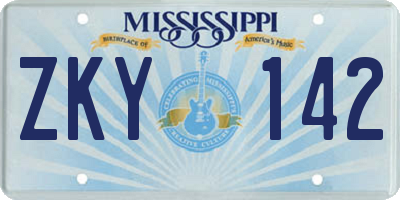 MS license plate ZKY142