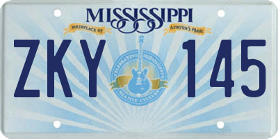 MS license plate ZKY145