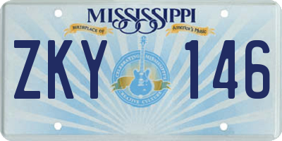 MS license plate ZKY146