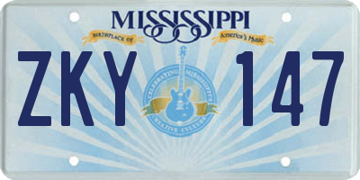 MS license plate ZKY147