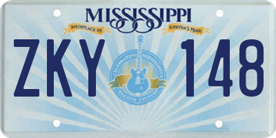MS license plate ZKY148