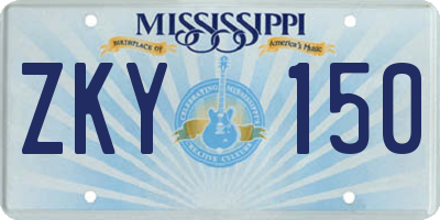 MS license plate ZKY150