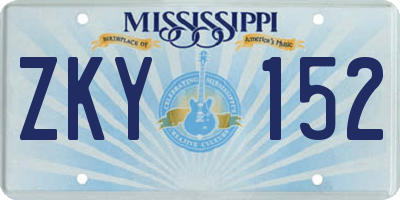 MS license plate ZKY152
