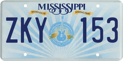 MS license plate ZKY153