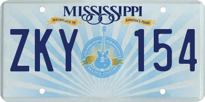 MS license plate ZKY154