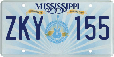 MS license plate ZKY155
