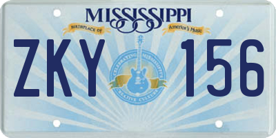 MS license plate ZKY156