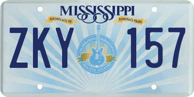 MS license plate ZKY157