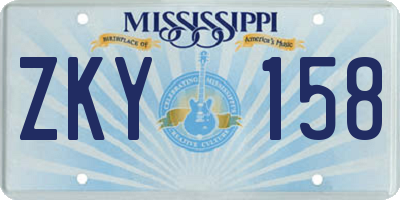 MS license plate ZKY158
