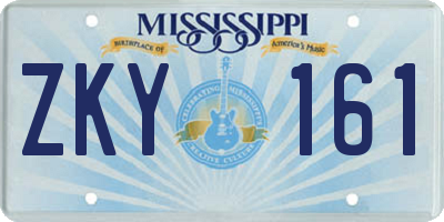 MS license plate ZKY161