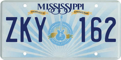 MS license plate ZKY162