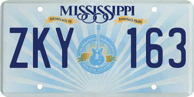 MS license plate ZKY163