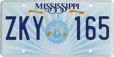 MS license plate ZKY165
