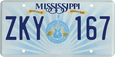 MS license plate ZKY167