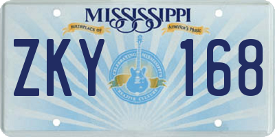 MS license plate ZKY168