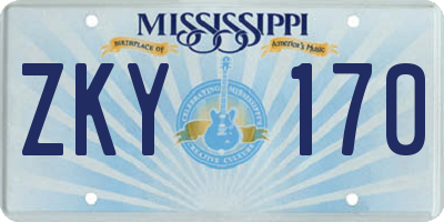 MS license plate ZKY170