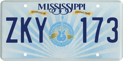 MS license plate ZKY173