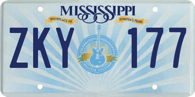 MS license plate ZKY177