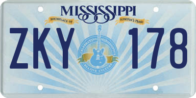 MS license plate ZKY178