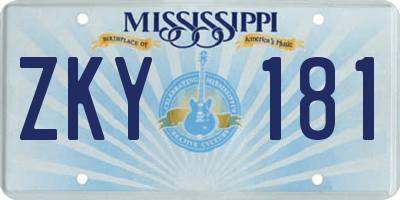 MS license plate ZKY181