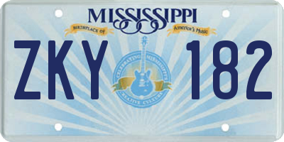 MS license plate ZKY182