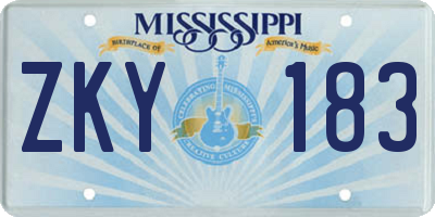MS license plate ZKY183