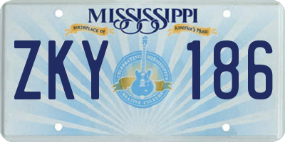MS license plate ZKY186