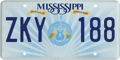 MS license plate ZKY188