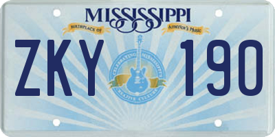 MS license plate ZKY190