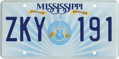 MS license plate ZKY191