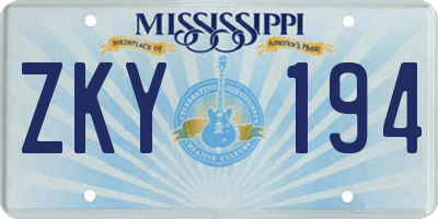 MS license plate ZKY194