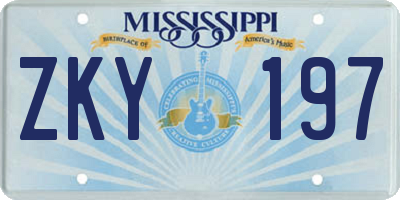 MS license plate ZKY197